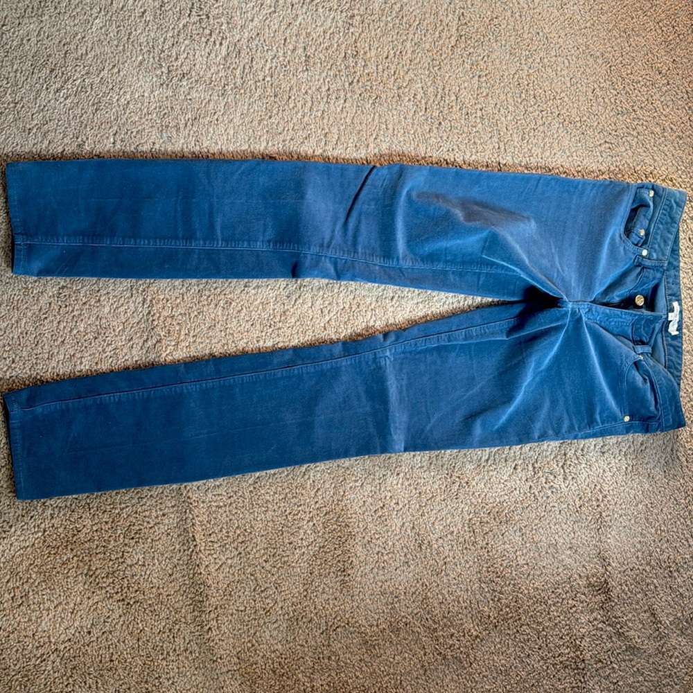 Tory Burch Super Skinny Corduroy Pant/ Jean Color: Blue/Teal